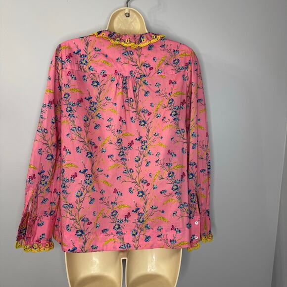 J. Crew Cotton Poplin Ruffle Blouse in Liberty® Wheat Bouquet floral print XXS - Picture 8 of 11